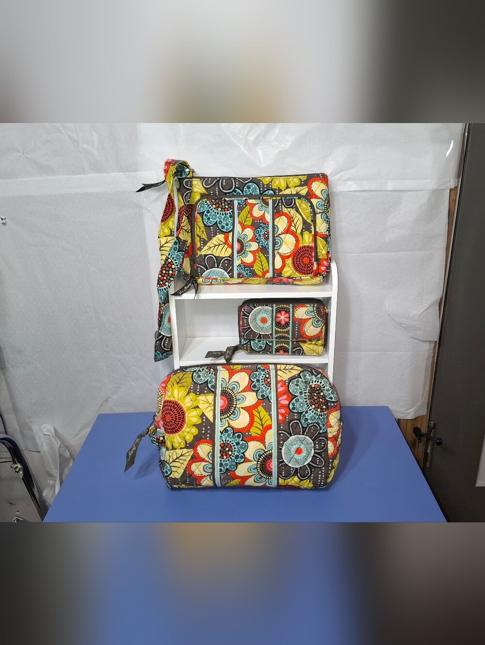 Vera Bradley Floral Quilted Set in Yellow, Teal, Orange